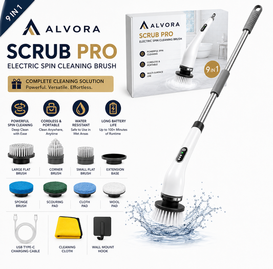 Alvora Scrub Pro™ | Cordless Electric Cleaning Brush