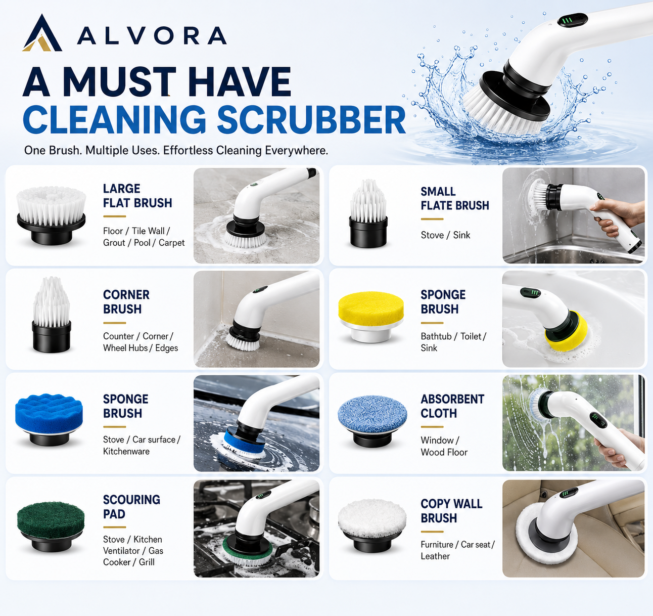 Alvora Scrub Pro™ | Cordless Electric Cleaning Brush