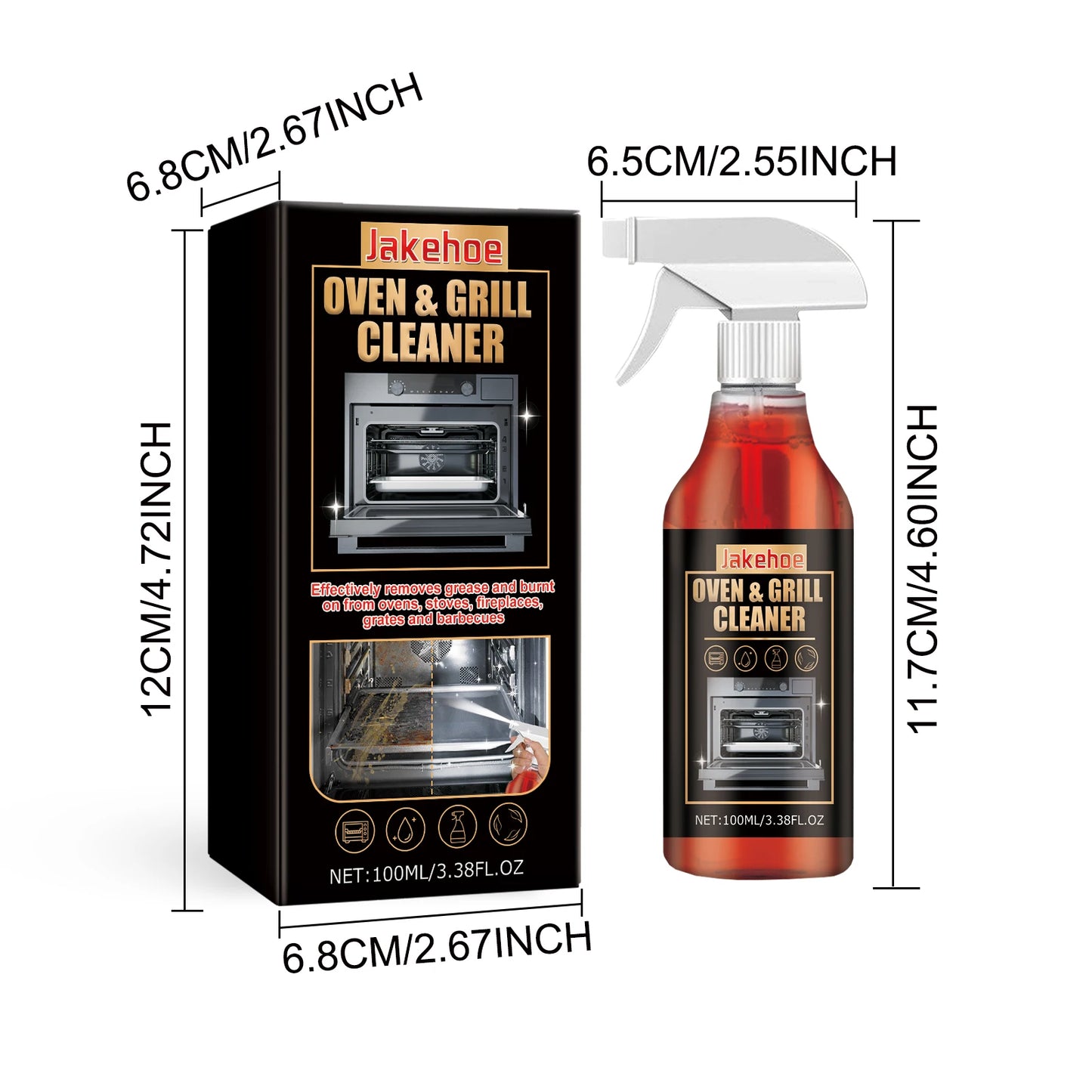Heavy Duty Oven & Grill Cleaner Foam Spray Kitchen Grease Remover Spray for BBQ Stove and Kitchen Surfaces Easy Clean