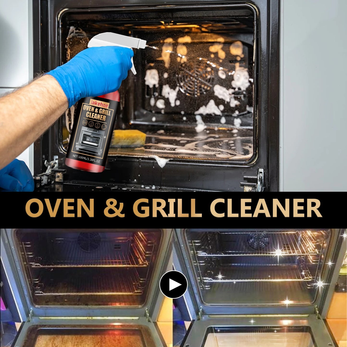 Heavy Duty Oven & Grill Cleaner Foam Spray Kitchen Grease Remover Spray for BBQ Stove and Kitchen Surfaces Easy Clean