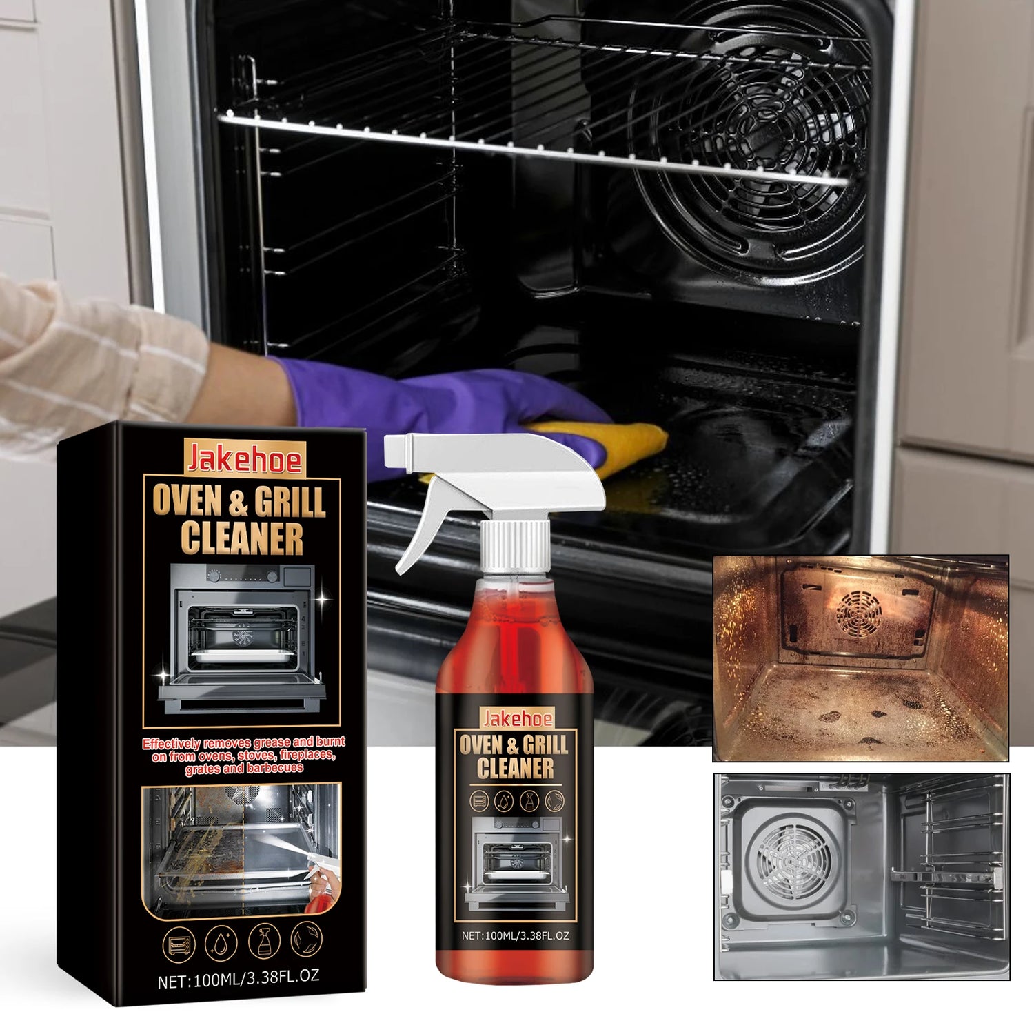 Oven Range Foam Cleaner; Special Degreaser for Removing Stains, Odors, and Unpleasant Smells from Ovens and Grills